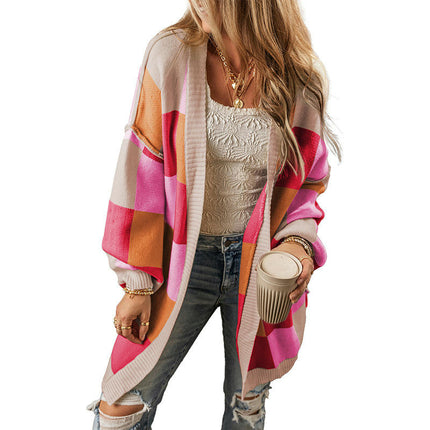 Warm Thick Long Cardigan Women's Fashion Dopamine Printed Knitted Sweater