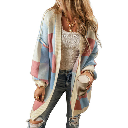 Warm Thick Long Cardigan Women's Fashion Dopamine Printed Knitted Sweater