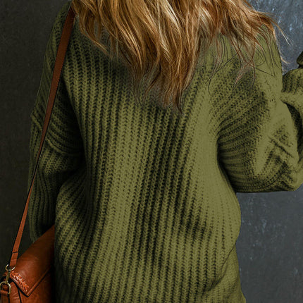 Women's Crew Neck Pullover Sweater Solid Color Long Sleeve Slim Fit Knit Top