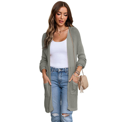 Women's Long Lightweight Knitted Cardigan - Loose Casual Pocket Cardigan