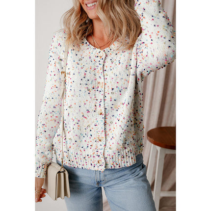 Colorblock Knitted Cardigan Women Fashionable All-match Button Cardigan Sweater