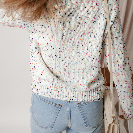 Colorblock Knitted Cardigan Women Fashionable All-match Button Cardigan Sweater