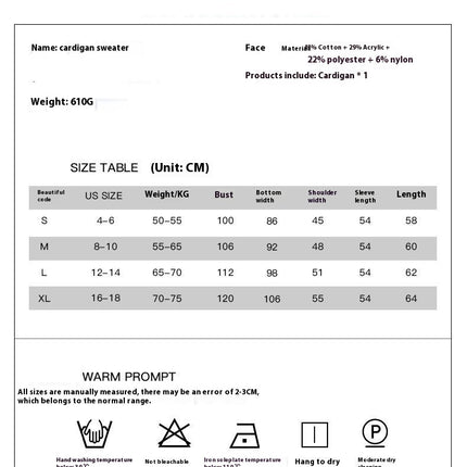 Colorblock Knitted Cardigan Women Fashionable All-match Button Cardigan Sweater