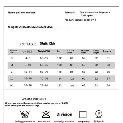 Women's Solid Color V-Neck Pullover Sweater Loose Knitted Long Sleeve Top