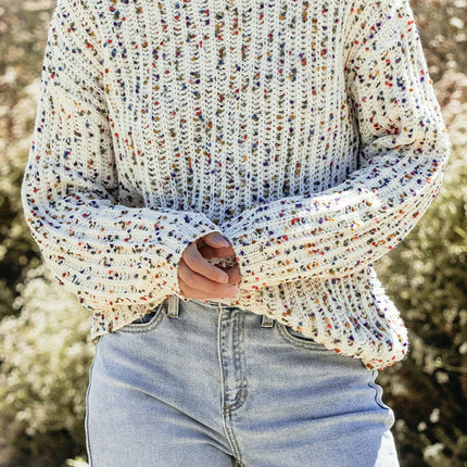 Women's Long Sleeve Knitted Sweater Open Back Twisted Round Neck Pullover