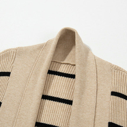 Striped Colorblock Warm Cardigan Sweater Women's Casual Loose Knitted Cardigan
