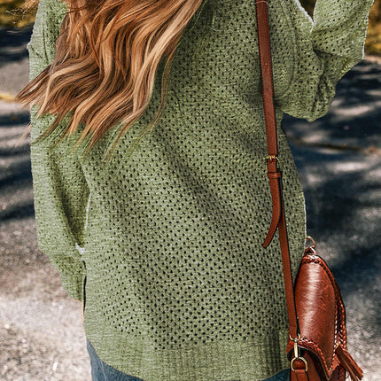 Women's Solid Color Long-Sleeved Tops Simple Casual Loose V-Neck Knitted Sweater