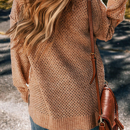 Women's Solid Color Long-Sleeved Tops Simple Casual Loose V-Neck Knitted Sweater
