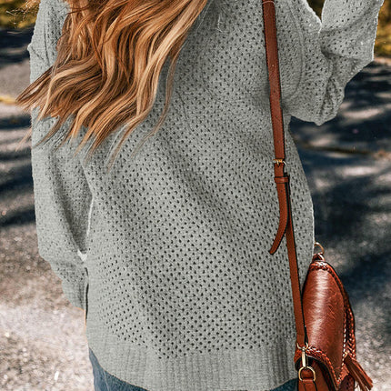 Women's Solid Color Long-Sleeved Tops Simple Casual Loose V-Neck Knitted Sweater