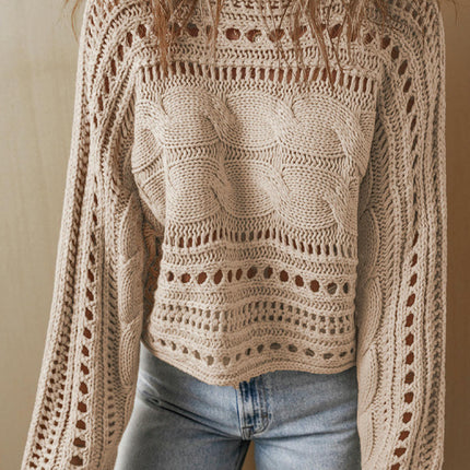 Autumn Solid Color Wweater Women's Short Style Fashionable Hollow Knitted Top