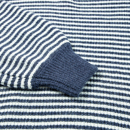 Women's Long-sleeved Striped Off-Shoulder Sweater With Vintage Loose Knitwear