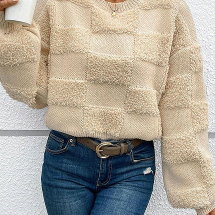 Solid Color Lambswool Crewneck Sweater Women's Loose Casual Warm Pullover