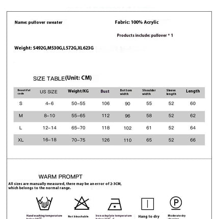Solid Color Lambswool Crewneck Sweater Women's Loose Casual Warm Pullover