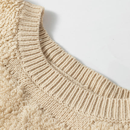 Solid Color Lambswool Crewneck Sweater Women's Loose Casual Warm Pullover
