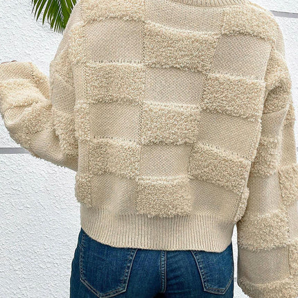 Solid Color Lambswool Crewneck Sweater Women's Loose Casual Warm Pullover