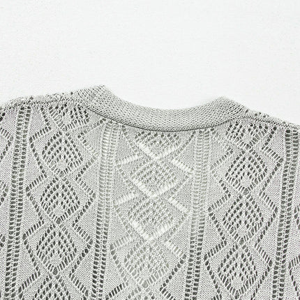 Hollow Button Knitted Cardigan Women's Loose Casual Long Cardigan Sweater