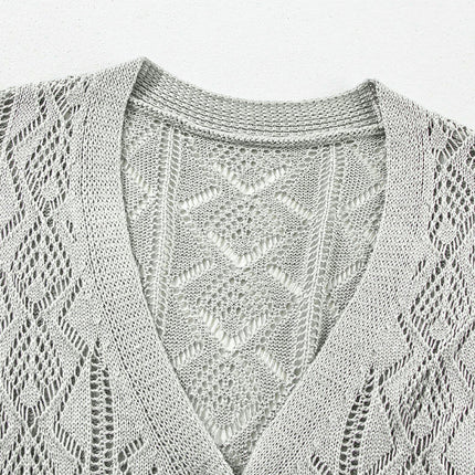 Hollow Button Knitted Cardigan Women's Loose Casual Long Cardigan Sweater