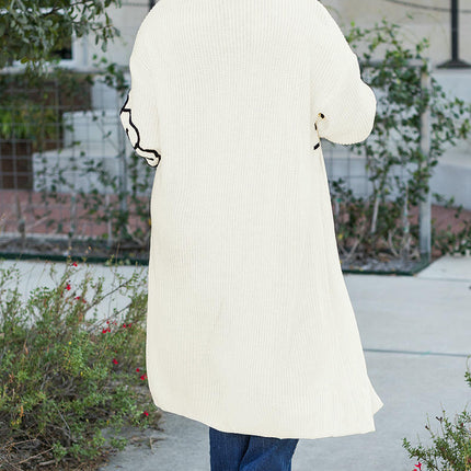 Flower Embroidered Cardigan Sweater Women Lazy Style Mid-Length Knitted Cardigan