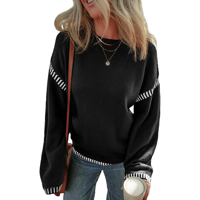 Women's Autumn Round Neck Knitted Top Fashion Casual Warm Sweater