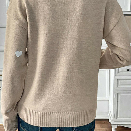 Women's V-neck Long-Sleeved Top Casual Fashion Lace Stitching Printed Sweater