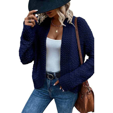 Women's Solid Color Cardigan Sweater Winter Casual Warm Loose Knitted Cardigan