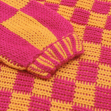 Women's Winter Colorblock Cardigan Sweater Casual Warm Long Sleeve Knit Sweater