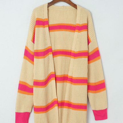 Striped Cardigan Sweater Women's Long Casual Loose Warm Knitted Cardigan