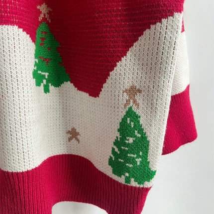 Christmas Cute Snowman Pattern Round Neck Long Sleeve Knitted Pullover Sweater