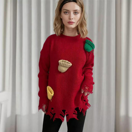 Women's Autumn and Winter Christmas Sweater Loose Knitted Bottoming Shirt Top
