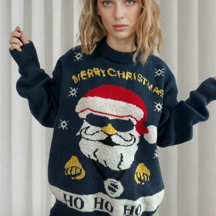 Long Sleeve Christmas Sweater Women's Christmas Jacquard Thick Pullover