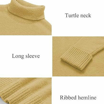 Women's Long-Sleeved Knitted Sweater Winter High-Neck Pullover Loose Plush Top