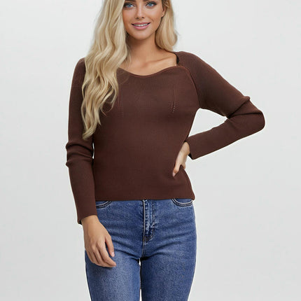 Women's Square Neck Long Sleeve Knitted Bottoming Shirt Retro Underwear Top
