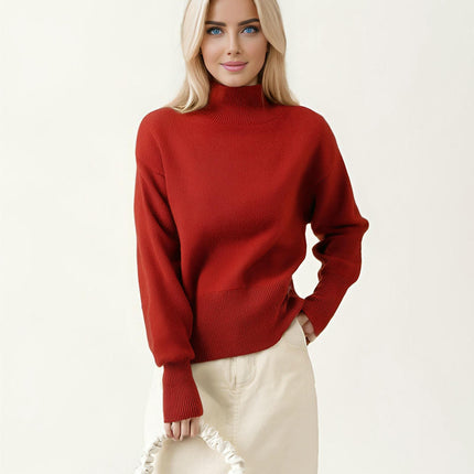 Turtleneck Long Sleeve Sweater Women's Winter Loose Lazy Style Pullover Sweater