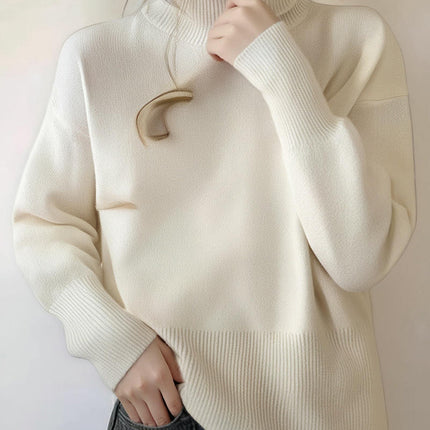 Turtleneck Long Sleeve Sweater Women's Winter Loose Lazy Style Pullover Sweater