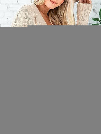 Winter Cardigan Sweater Women V Neck Button Long Sleeve Knitted Sweater Jacket
