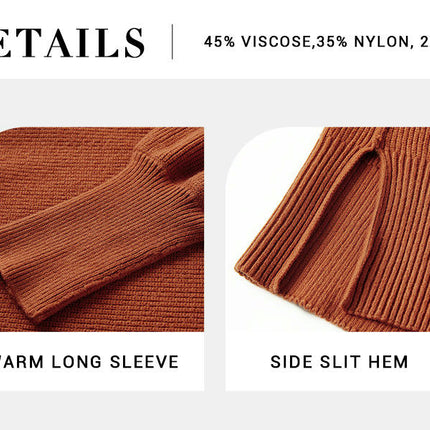 Women's Solid Color Loose Pullover Knitted Long Sleeve Crew Neck Sweater