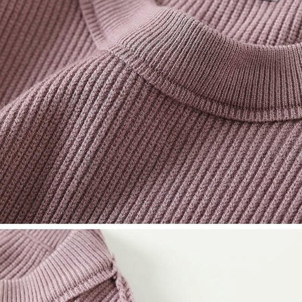 Women's Solid Color Loose Pullover Knitted Long Sleeve Crew Neck Sweater