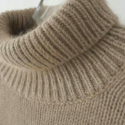 Women's High Collar Loose Knitted Pullover Sweater Lazy Style Bottoming Shirt