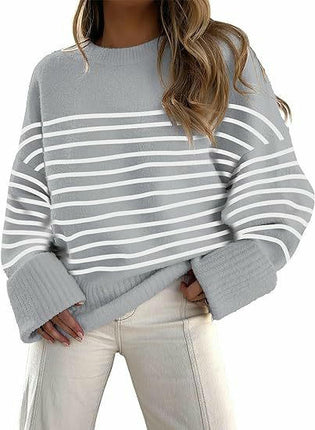 Women's Knitted Sweater Winter Long Sleeve Round Neck Pullover Loose Plush Top