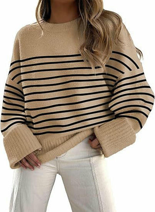 Women's Knitted Sweater Winter Long Sleeve Round Neck Pullover Loose Plush Top