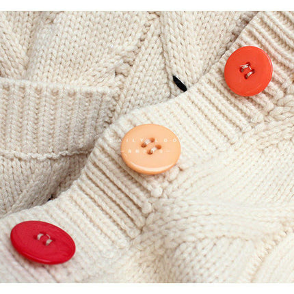 Women's Lazy Style Embroidered Cardigan Button Pocket Knitted Cardigan