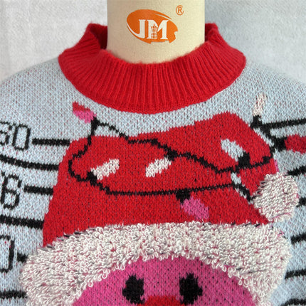 Women's Santa Claus Christmas Sweater Jacquard Pullover Knitted Sweater