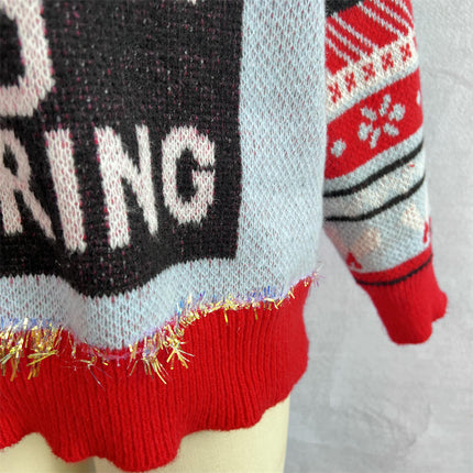Women's Santa Claus Christmas Sweater Jacquard Pullover Knitted Sweater