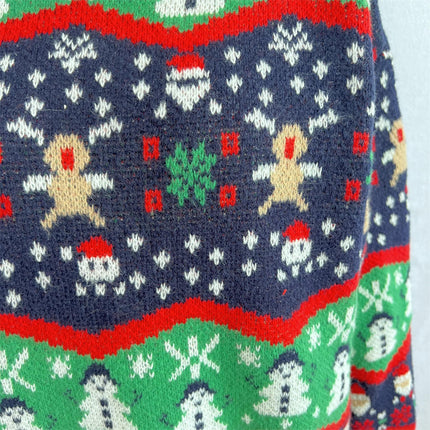 Christmas Theme Knitted Jacquard Sweater Loose Round Neck Long Sleeve Pullover