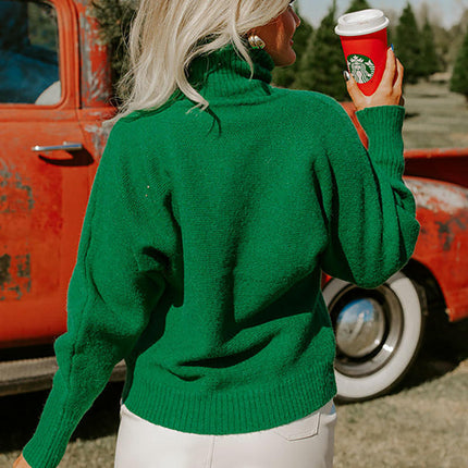 Women's Christmas Turtleneck Sweater Loose Long Sleeve Knit Pullover Top