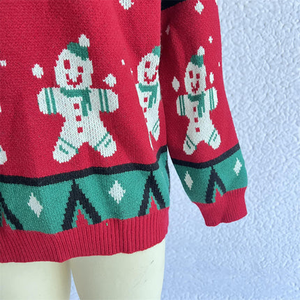 Christmas Sweater Snowman Snowflake Jacquard New Year Sweater Pullover