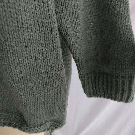 Women's Medium Turtleneck Pullover Lantern Sleeve Loose Style Knitted Sweater