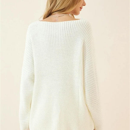 Women's Solid Color Simple Loose Top Long Sleeve Knitted Pullover Sweater
