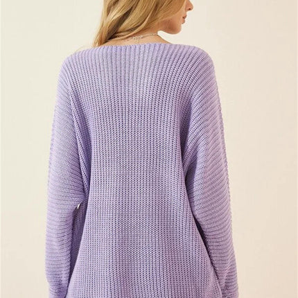 Women's Solid Color Simple Loose Top Long Sleeve Knitted Pullover Sweater