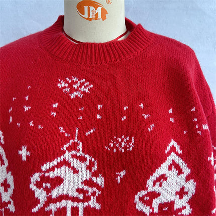 Christmas Sweater Women's Christmas Tree Jacquard Pullover Knitted Sweater